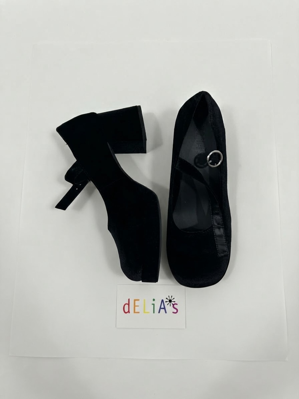 dELiA*s by Dolls Kill Black Velvet Platform Mary Jane Heels Size 9 new in box